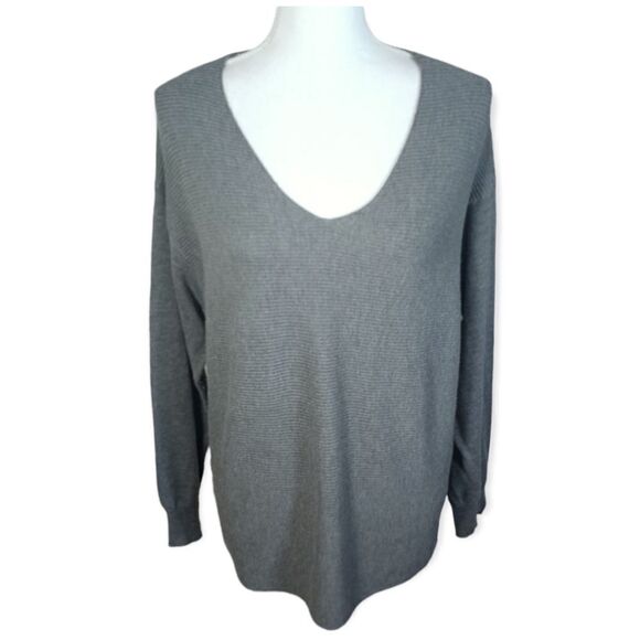 ELLA MOSS GRAY V-NECK SWEATER SZ.XL EUC - Picture 1 of 7